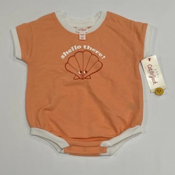 3/$15 Cat & Jack – Girls’ Orange 3-6 Mnth Short Sleeve Bodysuit - Picture 1 of 7